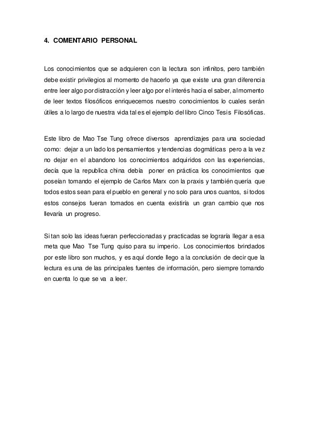 LUMINOSO FUTURO Mao Tse-tung CINCO TESIS FILOSOFICAS